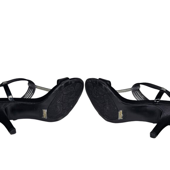 KENNETH COLE REACTION "Know Way" Black Satin T-Strap Heels | US 8.5 | $129 - Picture 7 of 7